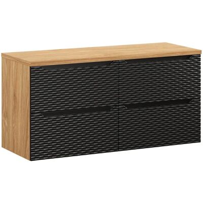 PETITS-MEUBLES Meuble lavabo Elora 120cm - 4 tiroirs Noir et Bois - Publicité PETITS-MEUBLES Meuble lavabo Elora 120cm - 4 tiroirs Noir et Bois - Publicité