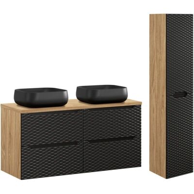 PETITS-MEUBLES - Ensemble Double Lavabo Elora 120cm Bois Noir PETITS-MEUBLES - Ensemble Double Lavabo Elora 120cm Bois Noir