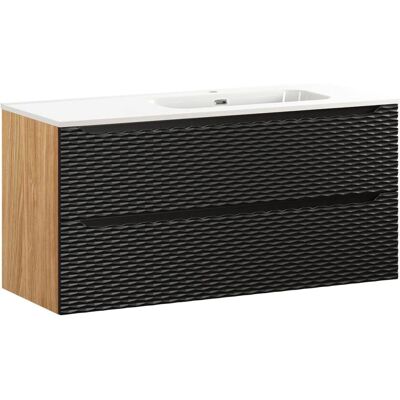 PETITS-MEUBLES Elora Gabinete de Baño Negro Roble - Suspendido, 2 Cajones PETITS-MEUBLES Elora Gabinete de Baño Negro Roble - Suspendido, 2 Cajones