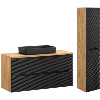 Conjunto de baño PETITS-MEUBLES - 120cm Elora con 2 cajones y pedestal Conjunto de baño PETITS-MEUBLES - 120cm Elora con 2 cajones y pedestal