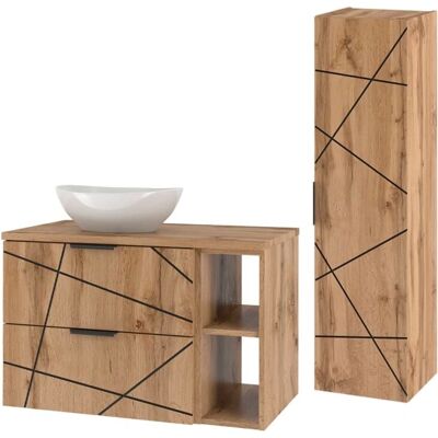 Conjunto de Muebles de Baño PETITS-MEUBLES - 80cm, 2 Compartimentos, Madera Teren Conjunto de Muebles de Baño PETITS-MEUBLES - 80cm, 2 Compartimentos, Madera Teren