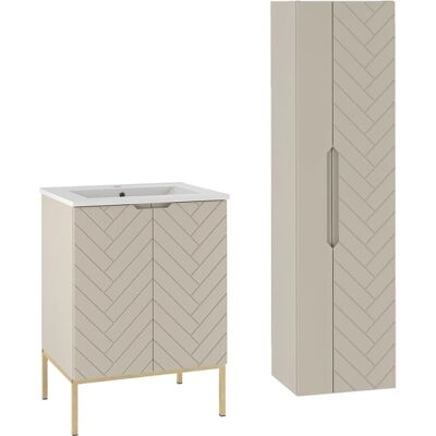 Conjunto de muebles de baño PETITS-MEUBLES - Daria Cachemira - Puertas reversibles - MDF Conjunto de muebles de baño PETITS-MEUBLES - Daria Cachemira - Puertas reversibles - MDF