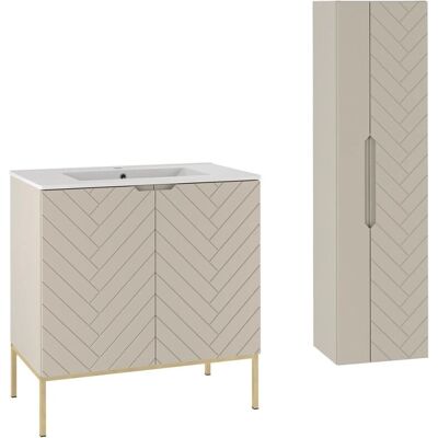 Conjunto de muebles de baño PETITS-MEUBLES Daria Cachemira - Lavabo cerámico, 80cm Conjunto de muebles de baño PETITS-MEUBLES Daria Cachemira - Lavabo cerámico, 80cm