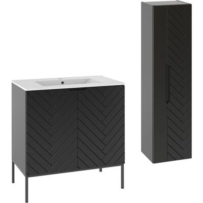 Conjunto de lavabo Daria Negro 80cm PETITS-MEUBLES - Muebles de baño Conjunto de lavabo Daria Negro 80cm PETITS-MEUBLES - Muebles de baño
