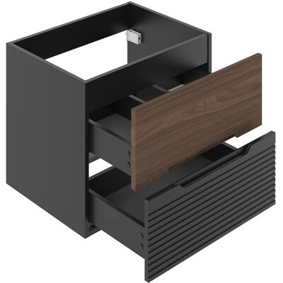 PETITS-MEUBLES Sylla Mobile sospeso in nero e legno - Mobile bagno PETITS-MEUBLES Sylla Mobile sospeso in nero e legno - Mobile bagno
