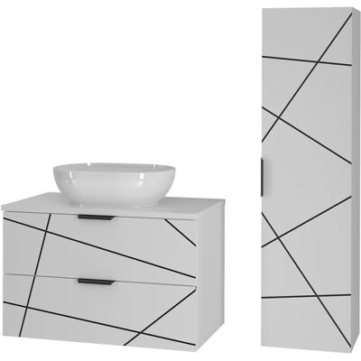Ensemble de meubles de salle de bain avec lavabo et colonne - Blanc PETITS-MEUBLES - Publicité Ensemble de meubles de salle de bain avec lavabo et colonne - Blanc PETITS-MEUBLES - Publicité