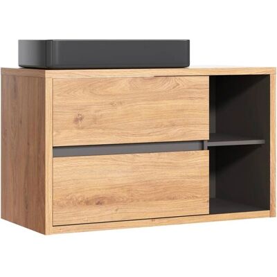 PETITS-MEUBLES - Meuble lavabo Rigel 100cm bois et anthracite - Publicité PETITS-MEUBLES - Meuble lavabo Rigel 100cm bois et anthracite - Publicité