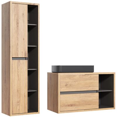 Ensemble de meubles avec lavabo Rigel 40 pouces - Bois & Anthracite - Publicité Ensemble de meubles avec lavabo Rigel 40 pouces - Bois & Anthracite - Publicité