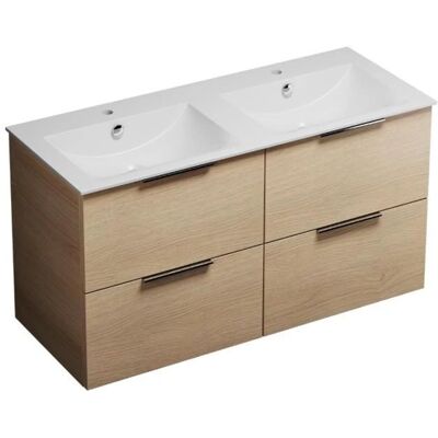 Mueble de baño con lavabo doble Olena 120 cm Burgbad - Roble Claro Mueble de baño con lavabo doble Olena 120 cm Burgbad - Roble Claro