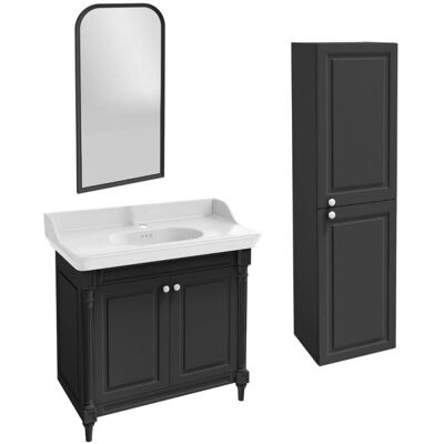 Jacob Delafon - Ensemble de Mobilier de Salle de Bain avec Lavabo, Miroir et Colonne - Publicité Jacob Delafon - Ensemble de Mobilier de Salle de Bain avec Lavabo, Miroir et Colonne - Publicité