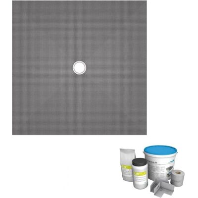 Wedi - Plato de ducha a azulejo 150x150, Fondo Primo, desagüe centrado, kit impermeabilización Wedi - Plato de ducha a azulejo 150x150, Fondo Primo, desagüe centrado, kit impermeabilización