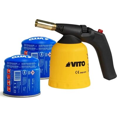 VITO - Torche de soudure verrouillage sécurité - 2 cartouches - Publicité VITO - Torche de soudure verrouillage sécurité - 2 cartouches - Publicité