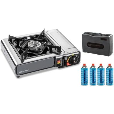 Kemper Gasherd - Edelstahl, 2200W, Sicherheit, Tragbar Kemper Gasherd - Edelstahl, 2200W, Sicherheit, Tragbar