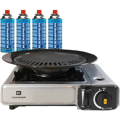 Kemper Réchaud à gaz 1900W avec grille - Équipement de camping - Publicité Kemper Réchaud à gaz 1900W avec grille - Équipement de camping - Publicité