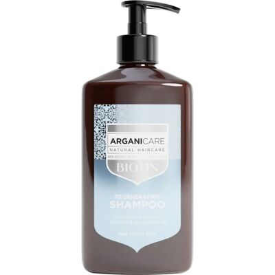 Shampoo Régénérant à la Biotine d'Arganicare - Shampoo pour cheveux abîmés - Publicité Shampoo Régénérant à la Biotine d'Arganicare - Shampoo pour cheveux abîmés - Publicité