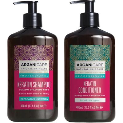 Set di Shampoo e Balsamo con Cheratina Arganicare Set di Shampoo e Balsamo con Cheratina Arganicare