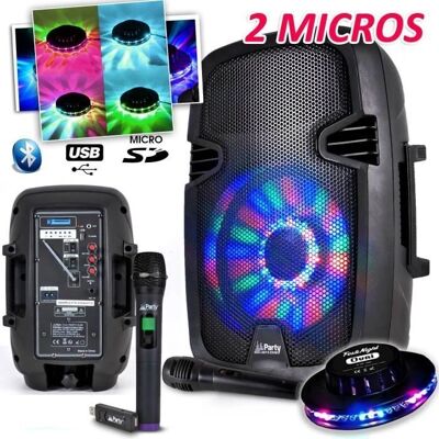 FestiNight PARTY7 - 300W - 2 micros (filaires + sans fil) - Enceinte karaoké portable - Publicité FestiNight PARTY7 - 300W - 2 micros (filaires + sans fil) - Enceinte karaoké portable - Publicité