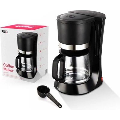 Cafetière Pem CM-171 1,2L - Noir/Inox - Publicité Cafetière Pem CM-171 1,2L - Noir/Inox - Publicité