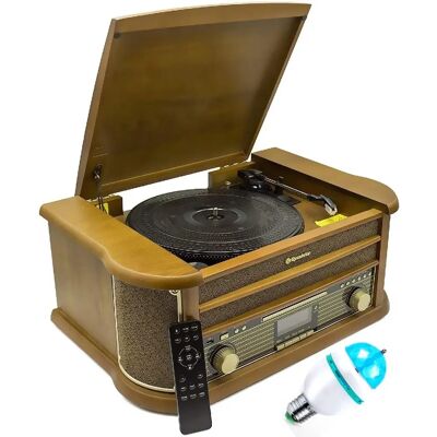 Tourne-disques Roadstar HIF-1993BT Vintage - Bluetooth, FM, CD - Publicité Tourne-disques Roadstar HIF-1993BT Vintage - Bluetooth, FM, CD - Publicité