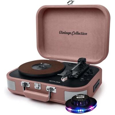 Platine Vinyle Muse MT-201BTP Saumon - Portable avec Bluetooth & USB - Publicité Platine Vinyle Muse MT-201BTP Saumon - Portable avec Bluetooth & USB - Publicité