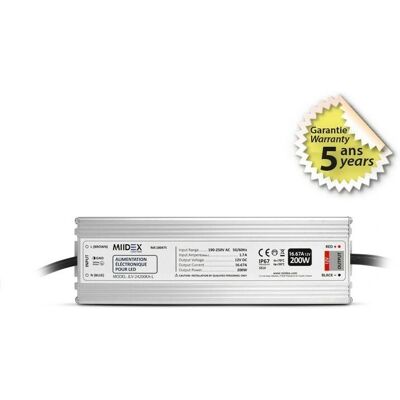 MIIDEX LIGHTING Alimentation 200W - 12V DC - IP67 - Publicité MIIDEX LIGHTING Alimentation 200W - 12V DC - IP67 - Publicité