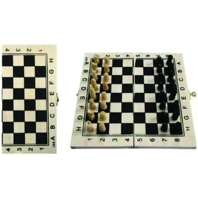 Parence Pussel - Schaken Set - Natuurhouten - Opvouwbaar - 21cm Parence Pussel - Schaken Set - Natuurhouten - Opvouwbaar - 21cm