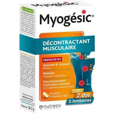 Nutreov Myogesic Relaxant Musculaire - 30 Comprimés - Publicité Nutreov Myogesic Relaxant Musculaire - 30 Comprimés - Publicité
