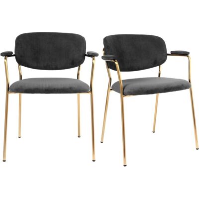 Chaise vintage Moloo Clara - Mousse haute résilience, Métal doré, Tissu carbone - Publicité Chaise vintage Moloo Clara - Mousse haute résilience, Métal doré, Tissu carbone - Publicité
