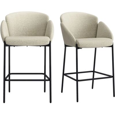 Moloo Candice - Tabouret de bar en tissu beige et métal noir - 2 pièces - Publicité Moloo Candice - Tabouret de bar en tissu beige et métal noir - 2 pièces - Publicité