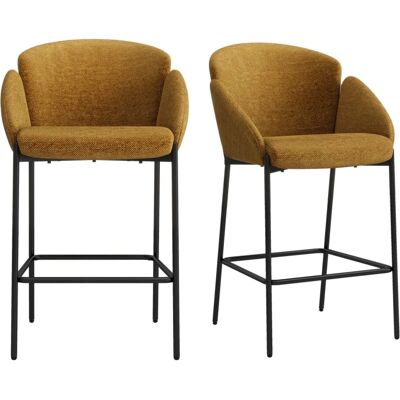 Moloo Candice - Tabouret de bar en tissu moutarde et métal noir - Publicité Moloo Candice - Tabouret de bar en tissu moutarde et métal noir - Publicité