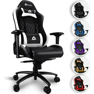 Chaise Gaming KLIM Blanc/Noir - Gaming Chair - Publicité Chaise Gaming KLIM Blanc/Noir - Gaming Chair - Publicité