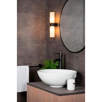 Applique de bain Lucide Jesse - 2 lumières en verre - Noir & Blanc - Publicité Applique de bain Lucide Jesse - 2 lumières en verre - Noir & Blanc - Publicité