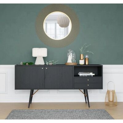 Buffet enfilade en placage de noyer noir ZAGO - Buffet enfilade - Publicité Buffet enfilade en placage de noyer noir ZAGO - Buffet enfilade - Publicité