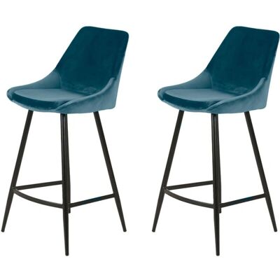 ZAGO STORE Tabouret de bar en velours bleu - Design contemporain - Publicité ZAGO STORE Tabouret de bar en velours bleu - Design contemporain - Publicité