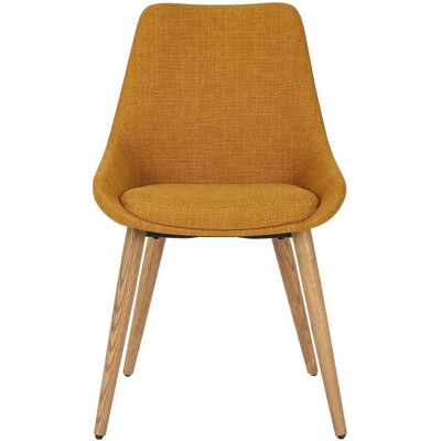 ZAGO Bari ocre tissu pieds chêne foncé Chaise - Publicité ZAGO Bari ocre tissu pieds chêne foncé Chaise - Publicité