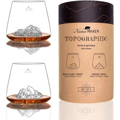 Nature Et Decouvertes - Topographiques Whisky Glasses - set - Publicité Nature Et Decouvertes - Topographiques Whisky Glasses - set - Publicité