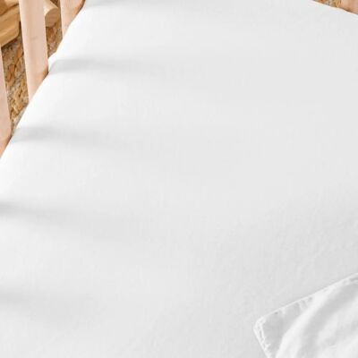 Kadolis - Drap housse satin coton bio - Blanc craie - Fitted sheet - Publicité Kadolis - Drap housse satin coton bio - Blanc craie - Fitted sheet - Publicité