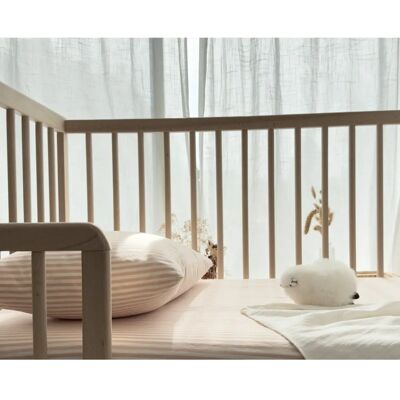 Drap housse bébé en coton bio rayé Kadolis - Literie - Publicité Drap housse bébé en coton bio rayé Kadolis - Literie - Publicité