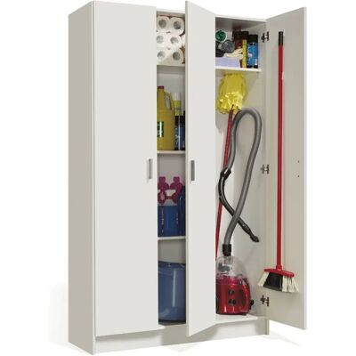 Pegane - 3-doors melamine cabinet - Blanc - Cabinet - Publicité Pegane - 3-doors melamine cabinet - Blanc - Cabinet - Publicité