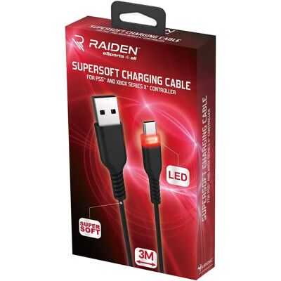 Subsonic Raiden USB-C Charging Cable - 3M for PS5 Subsonic Raiden USB-C Charging Cable - 3M for PS5