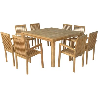 Conjunto de muebles de jardín Java - Teca, 8 Sillas Conjunto de muebles de jardín Java - Teca, 8 Sillas