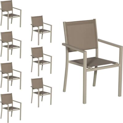Happy Garden 1250TT-8 Sedia da esterno - Alluminio & Textilene - Taupe Happy Garden 1250TT-8 Sedia da esterno - Alluminio & Textilene - Taupe