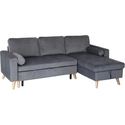Canapé convertible Happy Garden - Velours gris, 3 places - Publicité Canapé convertible Happy Garden - Velours gris, 3 places - Publicité