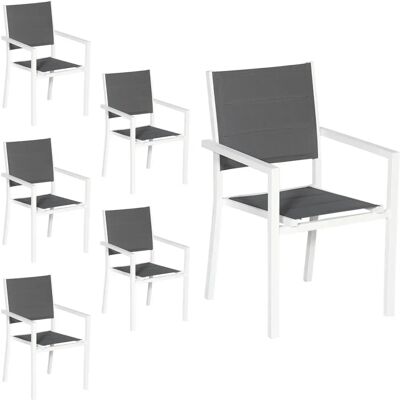 Chaise d'extérieur Happy Garden 1264GW-6 - Aluminium blanc, coussins gris - Publicité Chaise d'extérieur Happy Garden 1264GW-6 - Aluminium blanc, coussins gris - Publicité