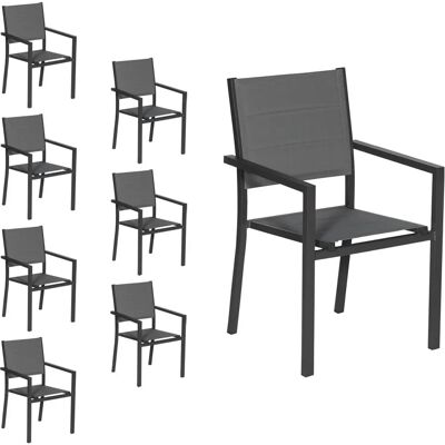 Happy Garden - Juego de 8 sillas de exterior - Gris Happy Garden - Juego de 8 sillas de exterior - Gris