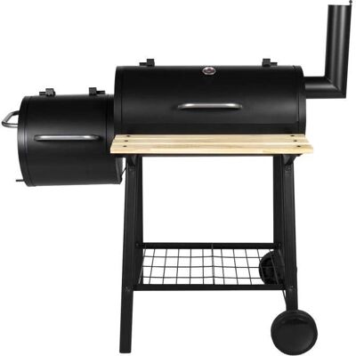 Barbecue en acier noir avec fumoir Somagic - 112x111x67cm - Publicité Barbecue en acier noir avec fumoir Somagic - 112x111x67cm - Publicité