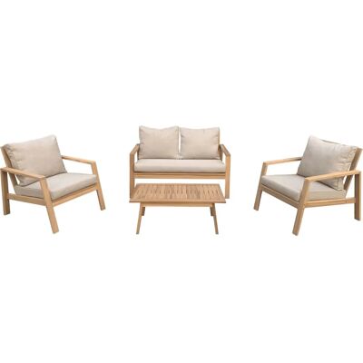 Happy Garden - Ensemble de mobilier d'extérieur en acacia 4 places - Beige Happy Garden - Ensemble de mobilier d'extérieur en acacia 4 places - Beige