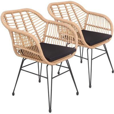 Happy Garden - Juego de 2 sillones de ratán sintético con cojines - Muebles de exterior Happy Garden - Juego de 2 sillones de ratán sintético con cojines - Muebles de exterior