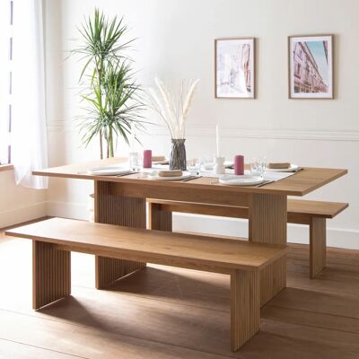Happy Garden Alma Conjunto de Comedor - Mesa Rectangular de 180cm y Bancos Escandinavos Happy Garden Alma Conjunto de Comedor - Mesa Rectangular de 180cm y Bancos Escandinavos