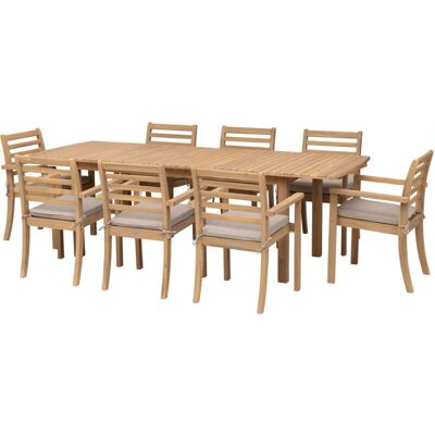 Ensemble Mobilier de Jardin Extensible - Bois d'Acacia - 8 Places - Publicité Ensemble Mobilier de Jardin Extensible - Bois d'Acacia - 8 Places - Publicité